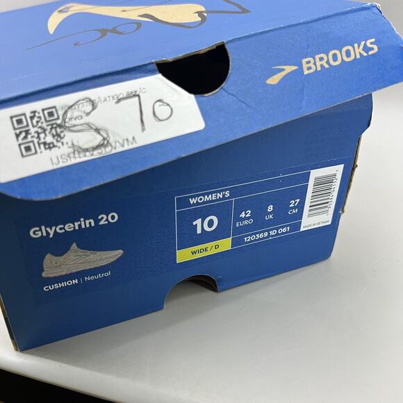 Brooks Glycerin 20 Running Shoes Women Size 10 D Wide White Teal Comfort Sneaker - Picture 8 of 9